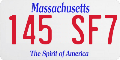 MA license plate 145SF7