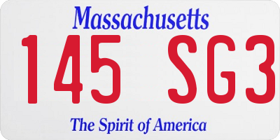 MA license plate 145SG3