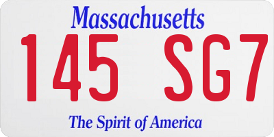 MA license plate 145SG7