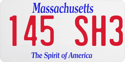 MA license plate 145SH3