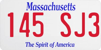 MA license plate 145SJ3