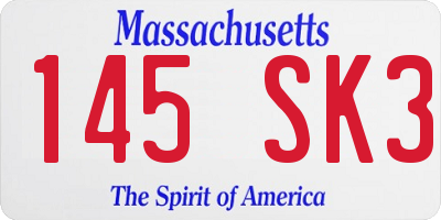 MA license plate 145SK3
