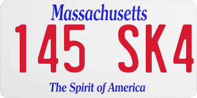 MA license plate 145SK4