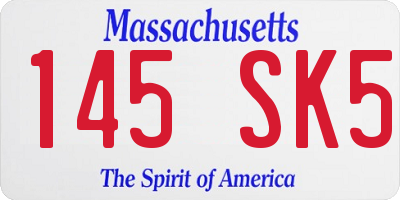 MA license plate 145SK5