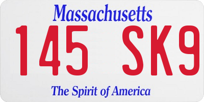 MA license plate 145SK9