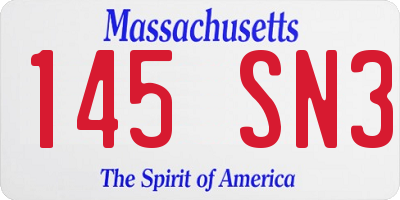 MA license plate 145SN3