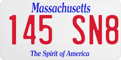 MA license plate 145SN8