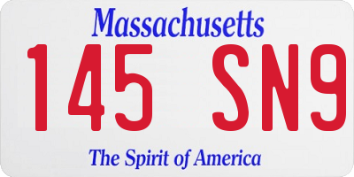 MA license plate 145SN9