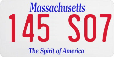 MA license plate 145SO7