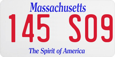 MA license plate 145SO9