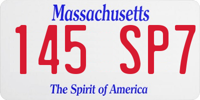 MA license plate 145SP7