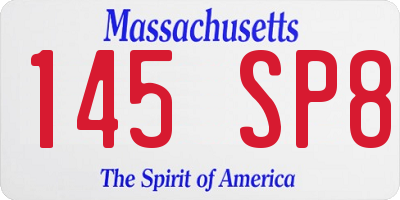 MA license plate 145SP8