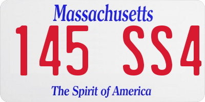 MA license plate 145SS4