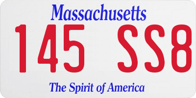 MA license plate 145SS8