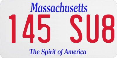 MA license plate 145SU8