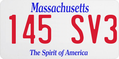 MA license plate 145SV3