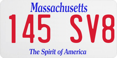 MA license plate 145SV8