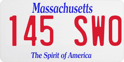 MA license plate 145SW0