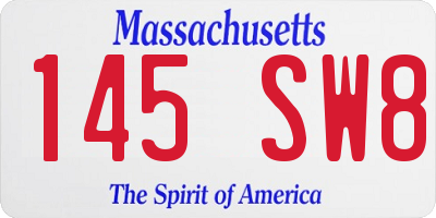 MA license plate 145SW8
