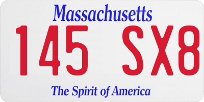 MA license plate 145SX8