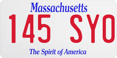 MA license plate 145SY0