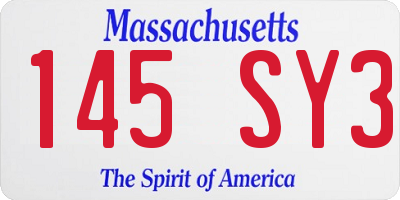 MA license plate 145SY3
