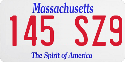 MA license plate 145SZ9