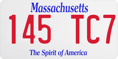 MA license plate 145TC7