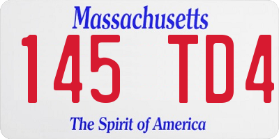 MA license plate 145TD4