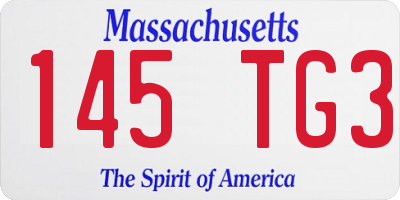 MA license plate 145TG3