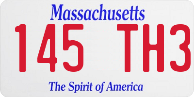 MA license plate 145TH3