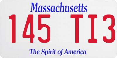 MA license plate 145TI3