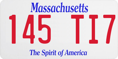 MA license plate 145TI7