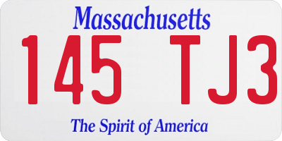 MA license plate 145TJ3