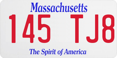 MA license plate 145TJ8