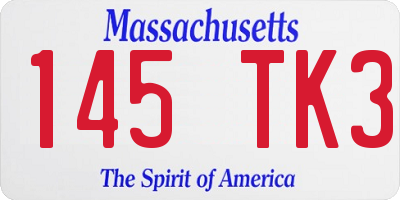 MA license plate 145TK3