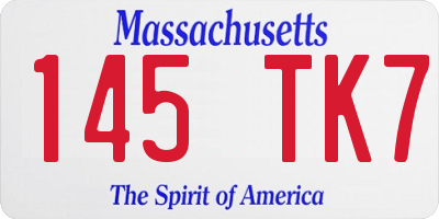 MA license plate 145TK7