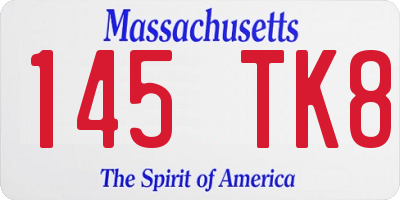 MA license plate 145TK8