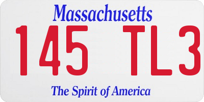 MA license plate 145TL3