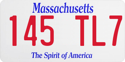MA license plate 145TL7