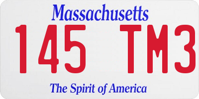 MA license plate 145TM3
