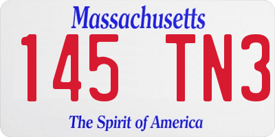 MA license plate 145TN3