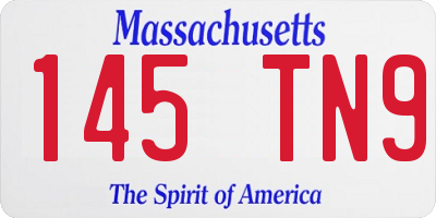 MA license plate 145TN9