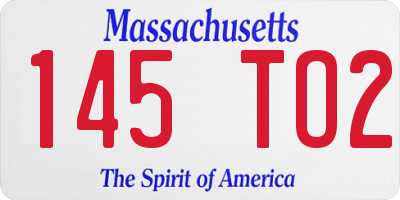 MA license plate 145TO2