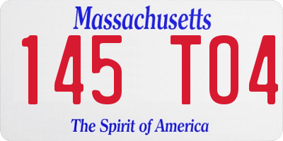 MA license plate 145TO4