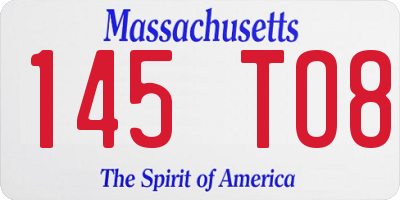 MA license plate 145TO8