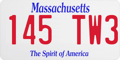 MA license plate 145TW3