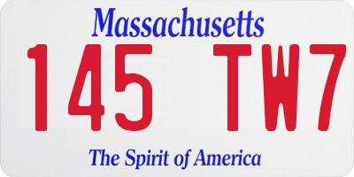 MA license plate 145TW7
