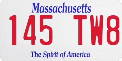 MA license plate 145TW8