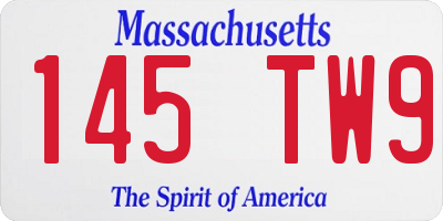 MA license plate 145TW9